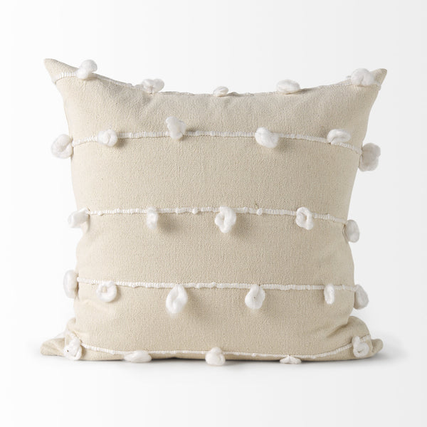 Erica 20 x 20 Cream With White Detail Decorative Pillow Cover