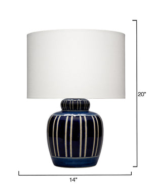 Arthur Ceramic Table Lamp with Linen Shade, Navy Blue