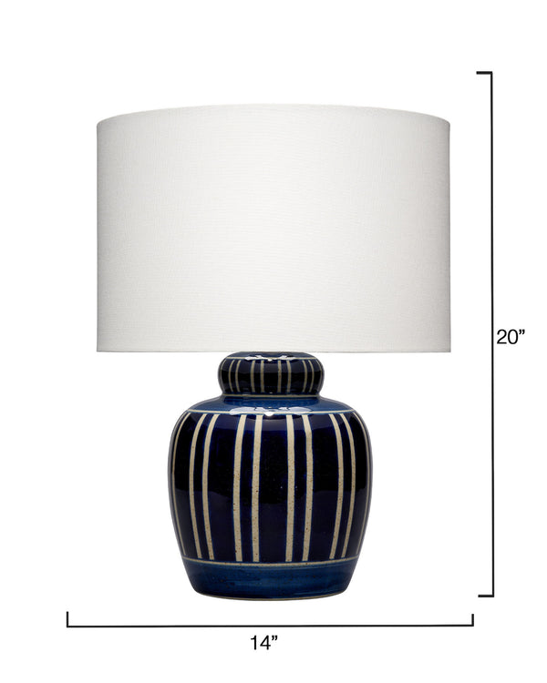 Arthur Ceramic Table Lamp with Linen Shade, Navy Blue