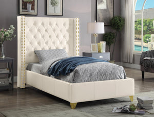 Danielle Twin Bed In White Bonded Leather