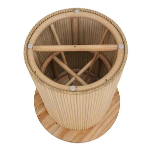 Kiefer Rattan Side/End Table w/ Wood Top, Natural