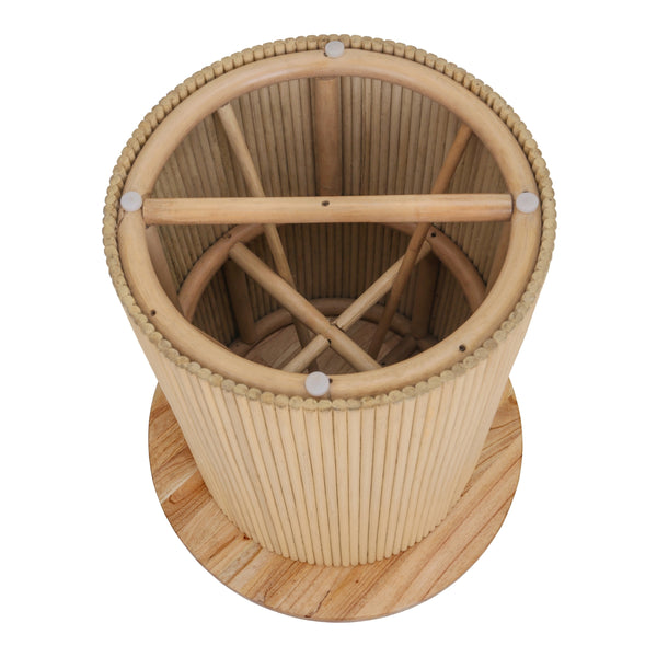 Kiefer Rattan Side/End Table w/ Wood Top, Natural