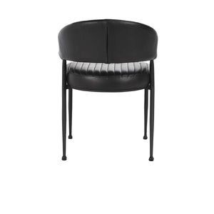 Umbria Leather Dining Chair with Iron Legs - Midnight Raven