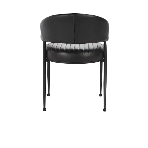 Umbria Leather Dining Chair with Iron Legs - Midnight Raven