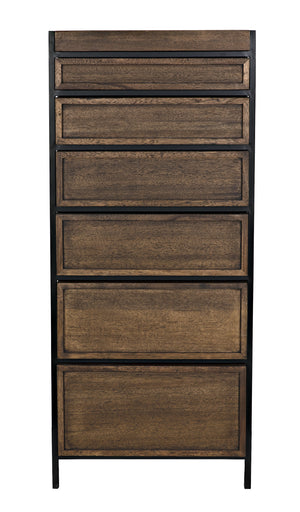 Seoul Tallboy Dark Walnut and Industrial Steel Chest of Drawers