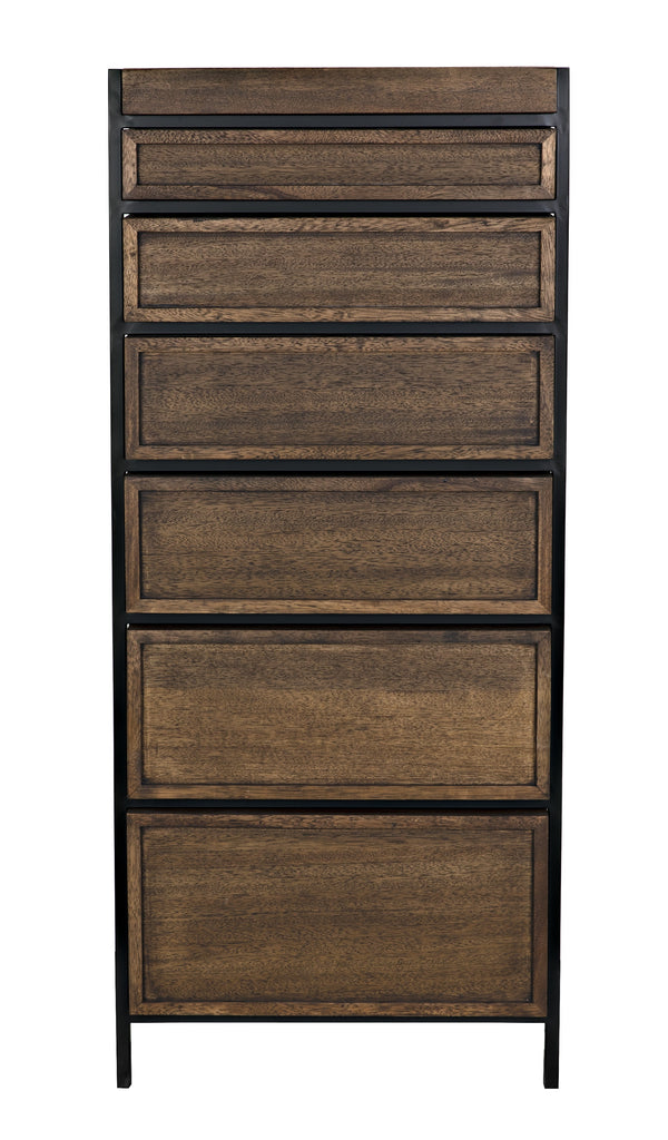 Seoul Tallboy Dark Walnut and Industrial Steel Chest of Drawers