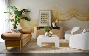 BROMLEY SOFA - RUSTIC OAK - LUDLOW SESAME LEATHER