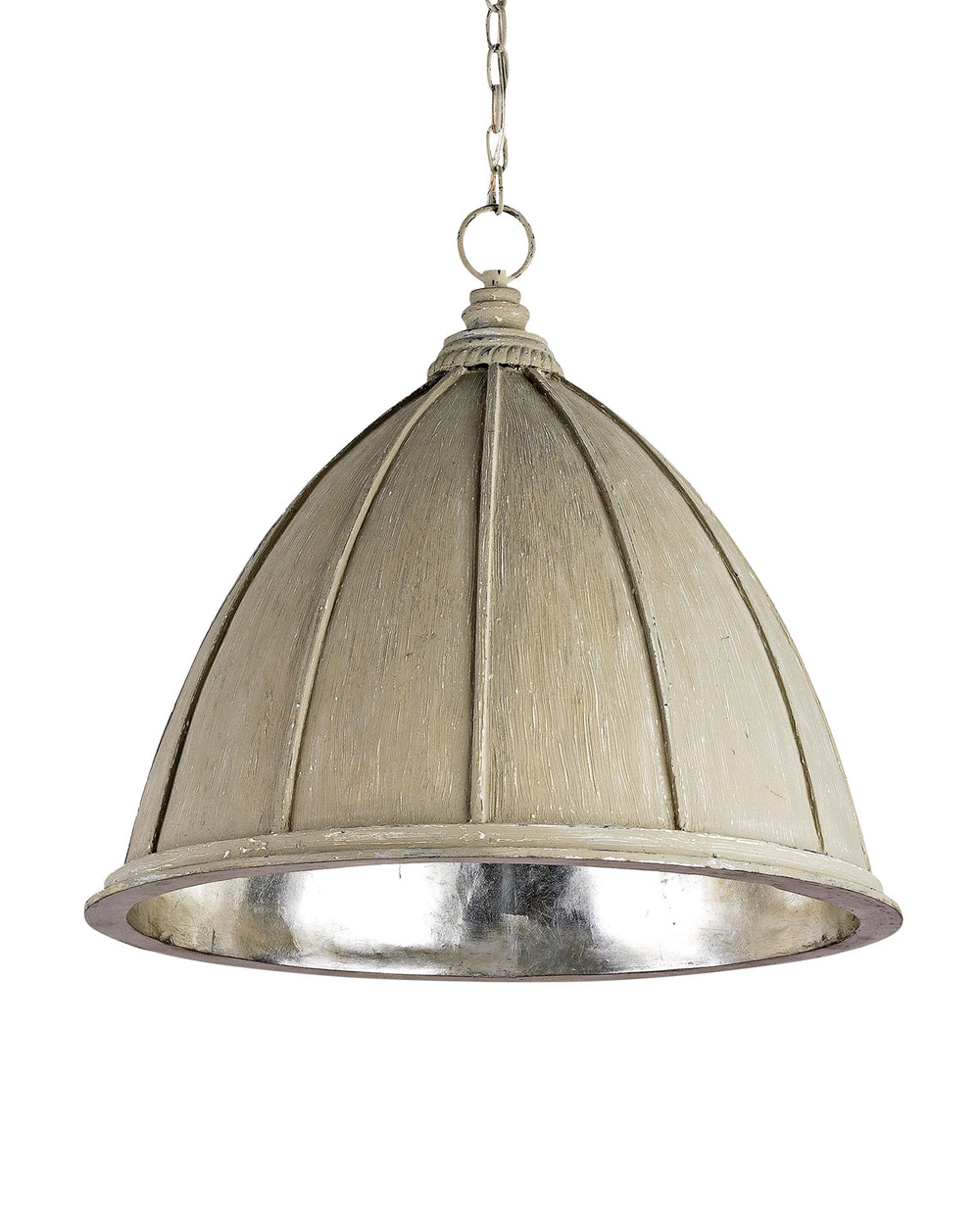 Fenchurch Pendant In Oyster Cream & Silver Leaf