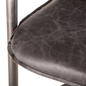 Portofino Distressed Antique Ebony Leather Counter Chair