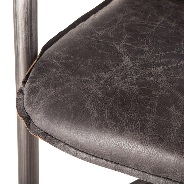 Portofino Distressed Antique Ebony Leather Counter Chair