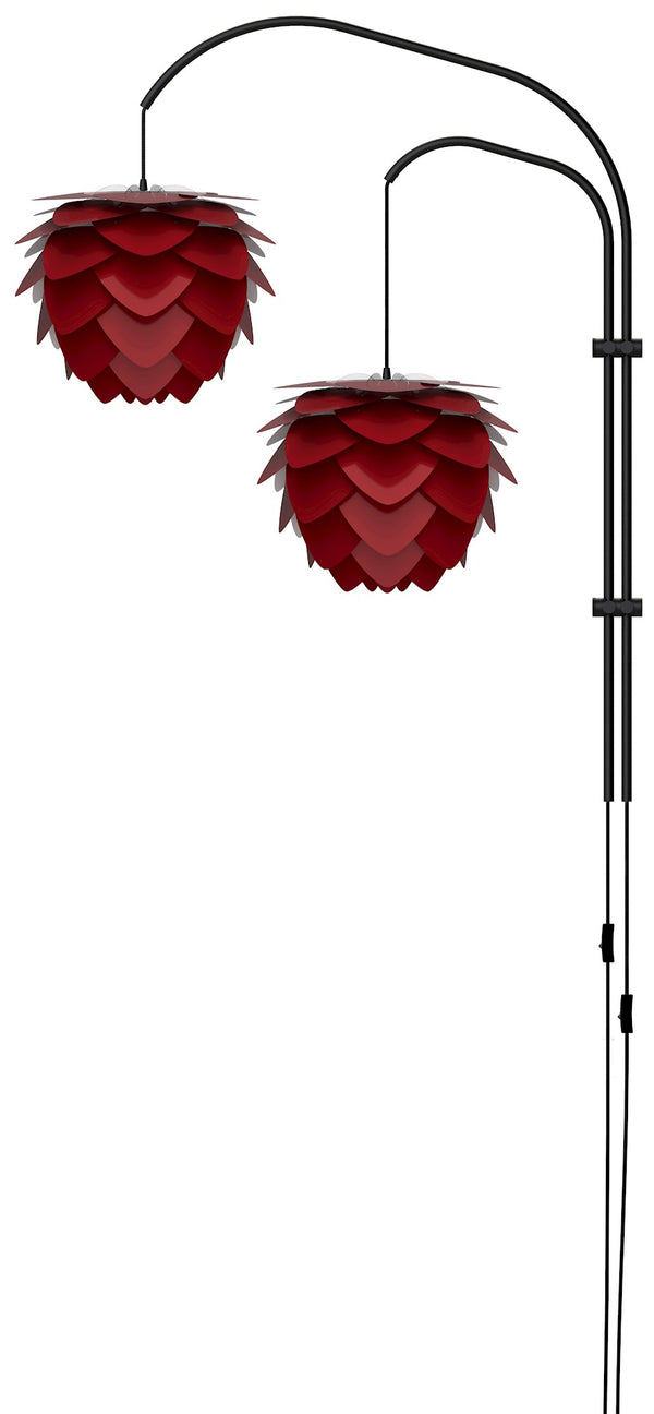 Aluvia Mini 2-Light Wall Lamp in Ruby with Black Wall Hanger