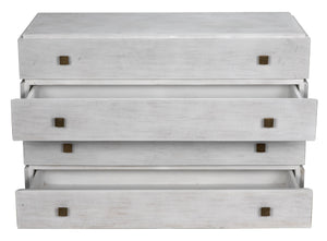 Hofman Mahogany and Veneer Dresser with Brass Pulls in White Wash Finish