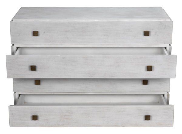 Hofman Mahogany and Veneer Dresser with Brass Pulls in White Wash Finish