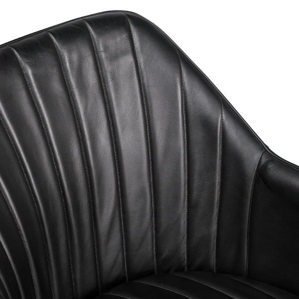 Leon Leather Dining Chair - Midnight Raven