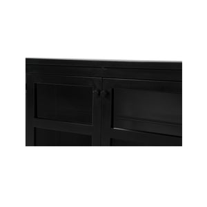 Henry Metal Media Unit with Glass Doors in Black