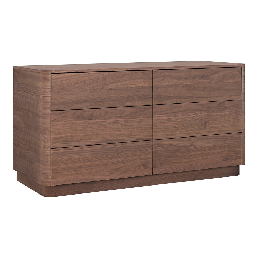 Moe's Round Off Six-Drawer Walnut Dresser