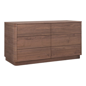 Moe's Round Off Six-Drawer Walnut Dresser