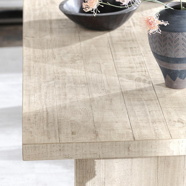 Lynx Solid Wood Dining Table in Antique White Finish
