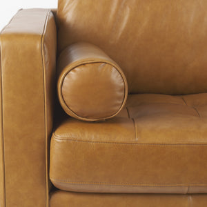 Svend 65.0L x 38.0W x 34.0H Tan Leather Love Seat Sofa