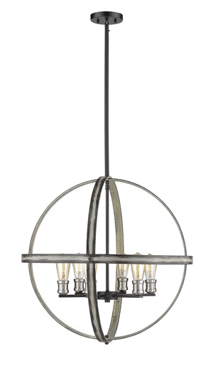 Kirkland 6 Light Pendant in Ashen Barnboard Finish