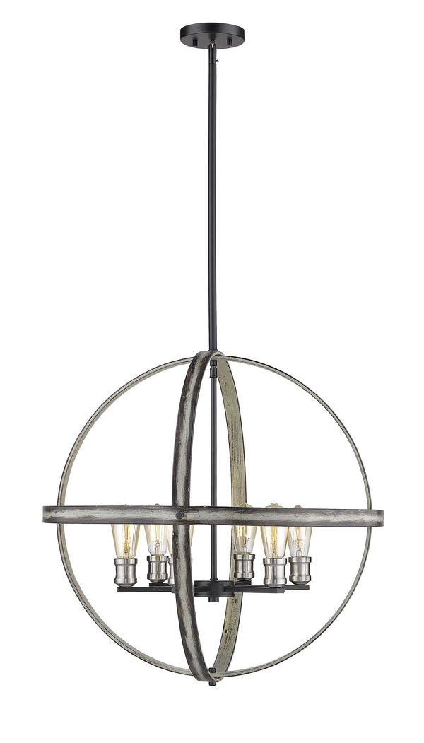 Kirkland 6 Light Pendant in Ashen Barnboard Finish
