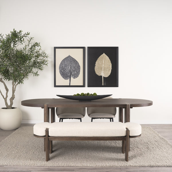 Sohan Dark Elm Wood w/ Oatmeal Fabric Bench