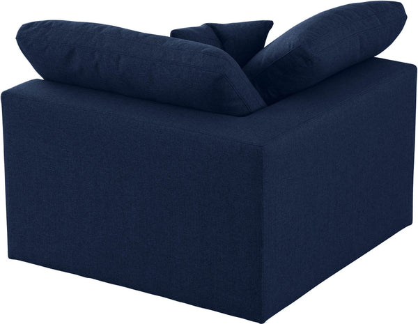 Carmen Cloud Corner Chair In Navy Linen Fabric