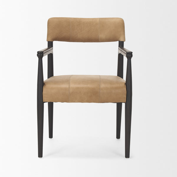 Toni Dark Brown Wood w/ Chestnut Leather Dining Chair