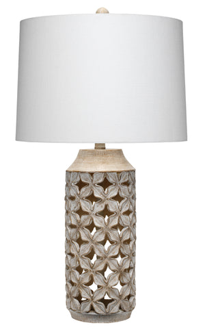 Flora Resin Table Lamp, White Wash