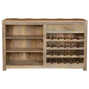 Prism Solid Wood Bar Cabinet with Angled Design - Natural Mango