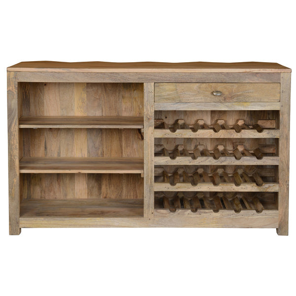 Prism Solid Wood Bar Cabinet with Angled Design - Natural Mango