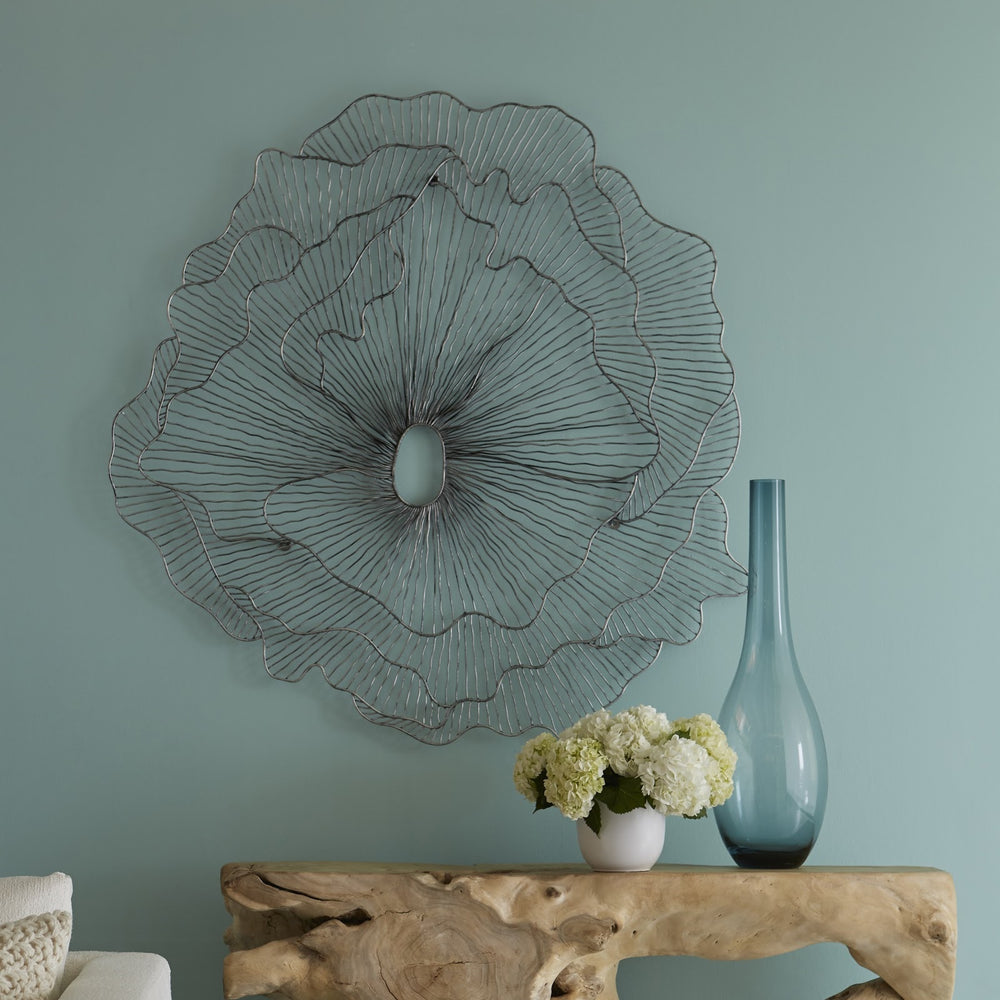 Poppy Flower Wall Art, Silver/Black, Large