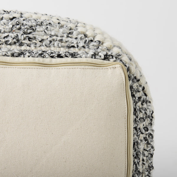 Ekiya  16.0L x 16.0W x 16.0H Black/White Yarn and Wool Patterened Pouf