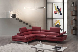 Eliza Italian Leather Sectional Red In Left hand Facing