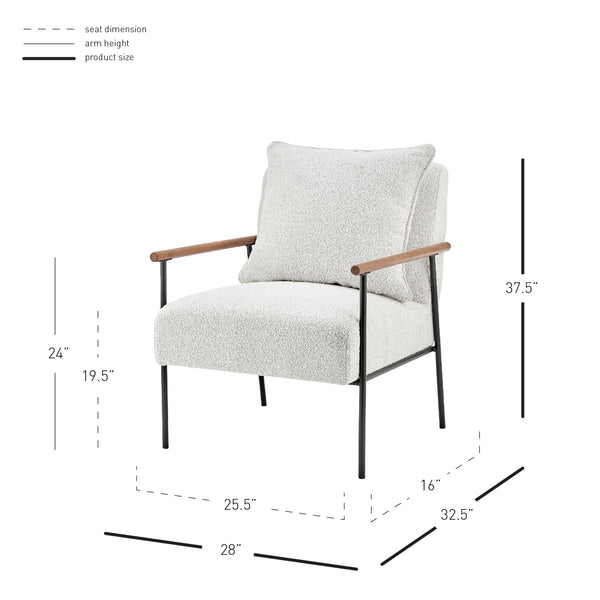 Quinton Fabric Accent Arm Chair In Boucle Beige