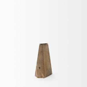 Allen IV Short Natural Brown Wood Oval Vase
