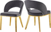 Caroline Dining Chair In Grey Velvet and Gold In Gold