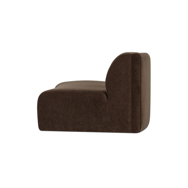 Naomi Concave Sofa in Dark Brown Fabric