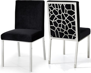 Sammy Dining Chair In Black Velvet and Chrome