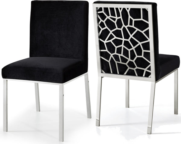 Sammy Dining Chair In Black Velvet and Chrome