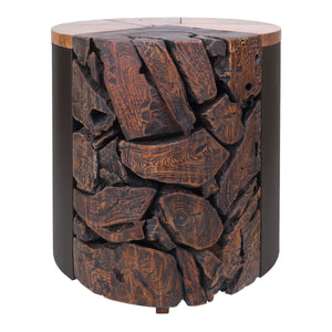 Brizo Reclaimed Teak Side/ End Table, Natural/Nightfall Black