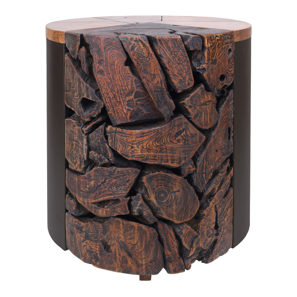 Brizo Reclaimed Teak Side/ End Table, Natural/Nightfall Black