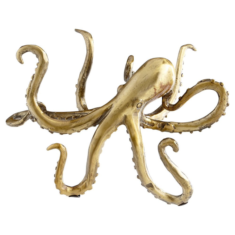 Octopus Shelf Decor in Aged Brass