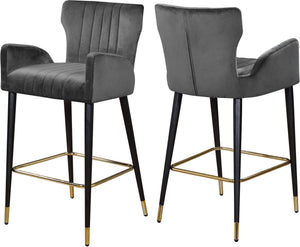 Alonzo Stool In Grey Velvet
