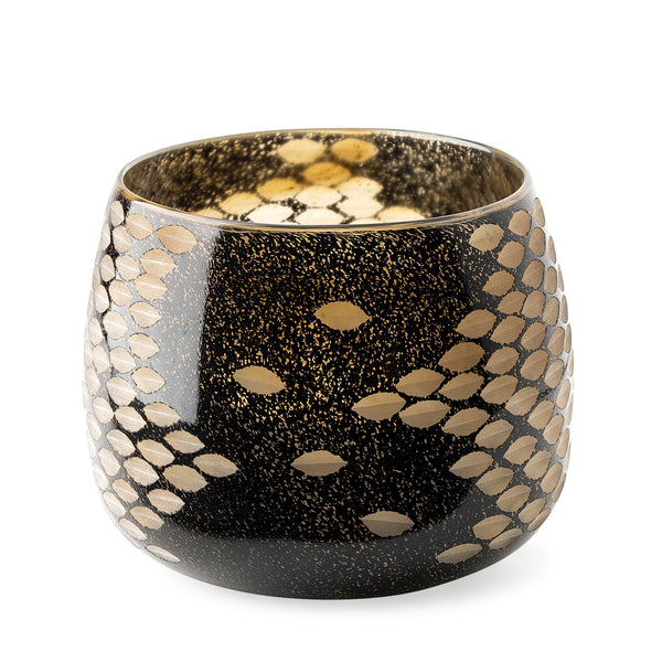 Mojave Small Black and Gold Detail Glass Vase