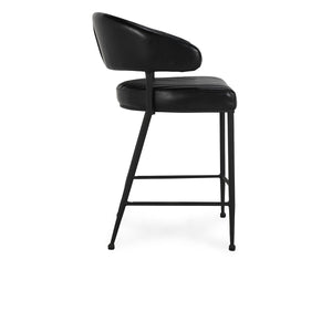 Umbria Leather Counter Stool - Midnight Raven