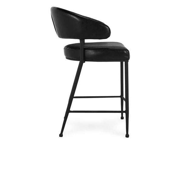 Umbria Leather Counter Stool - Midnight Raven