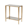2 TIER GOLD LEAF RECT. TABLE W ANTIQUE MIRROR SHELVES