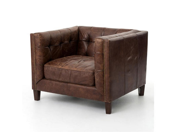 Miles Club Chair - Distressed Brown Leather