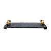 BLACK MARBLE TRAY WITH BRASS OVAL SHAPED HANDLE